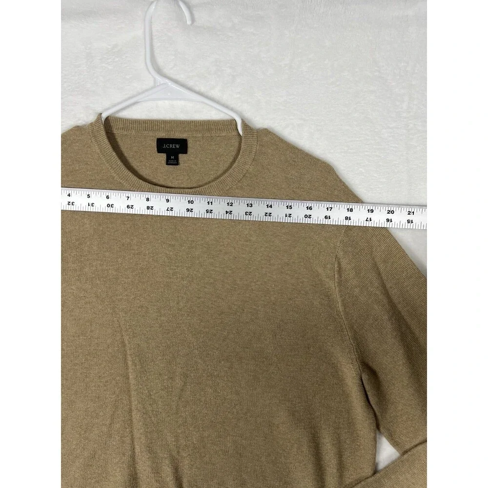 J.Crew Mens Crewneck Sweater Size M Camel Tan Heather Pullover Knit Long Sleeve